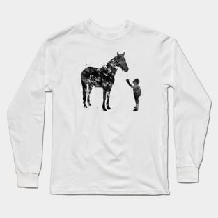 Little boy with horse Long Sleeve T-Shirt